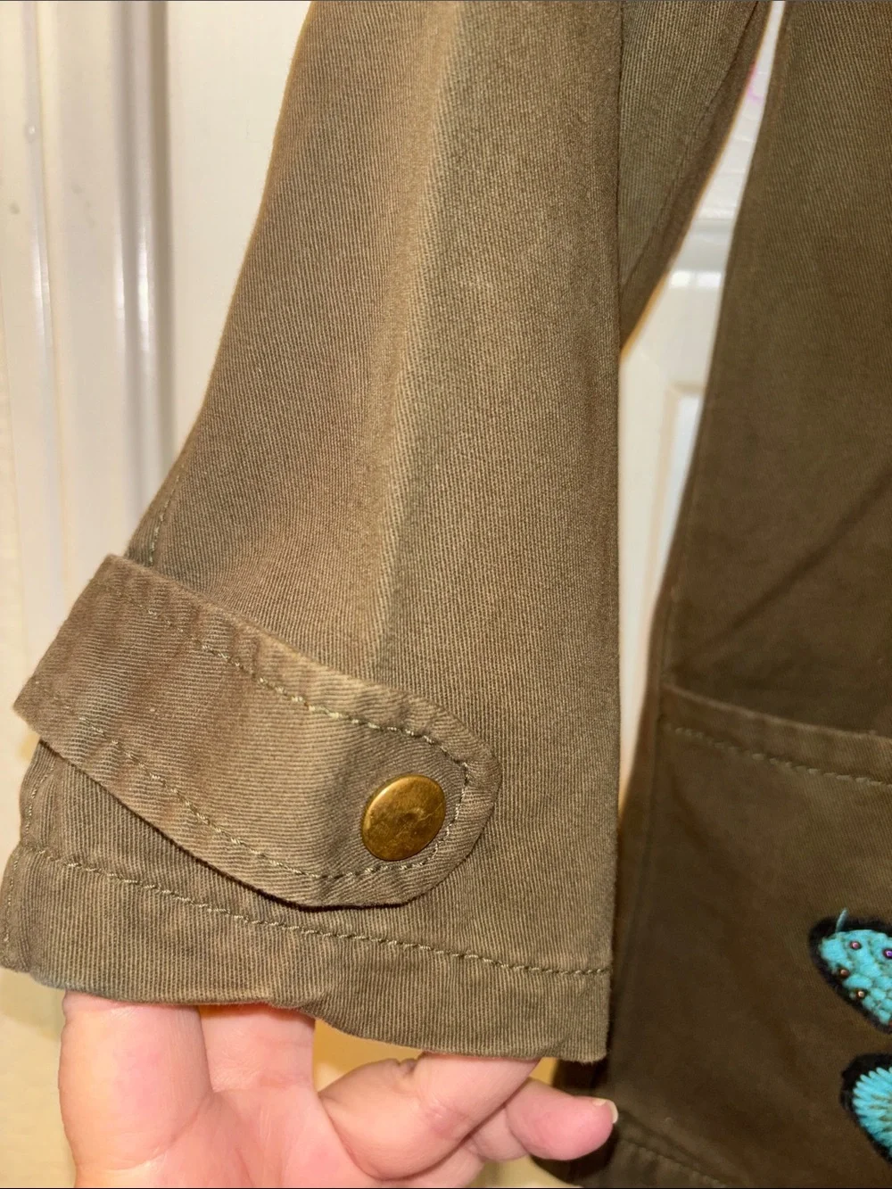 truly Me Brown Hooded Jacket with Floral Embroidery Size 12 EUC